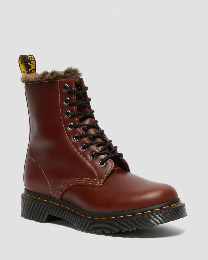 Dr Martens 1460 Serena Faux Fur Forede Snørestøvler Dame Brune | DK 200XYU